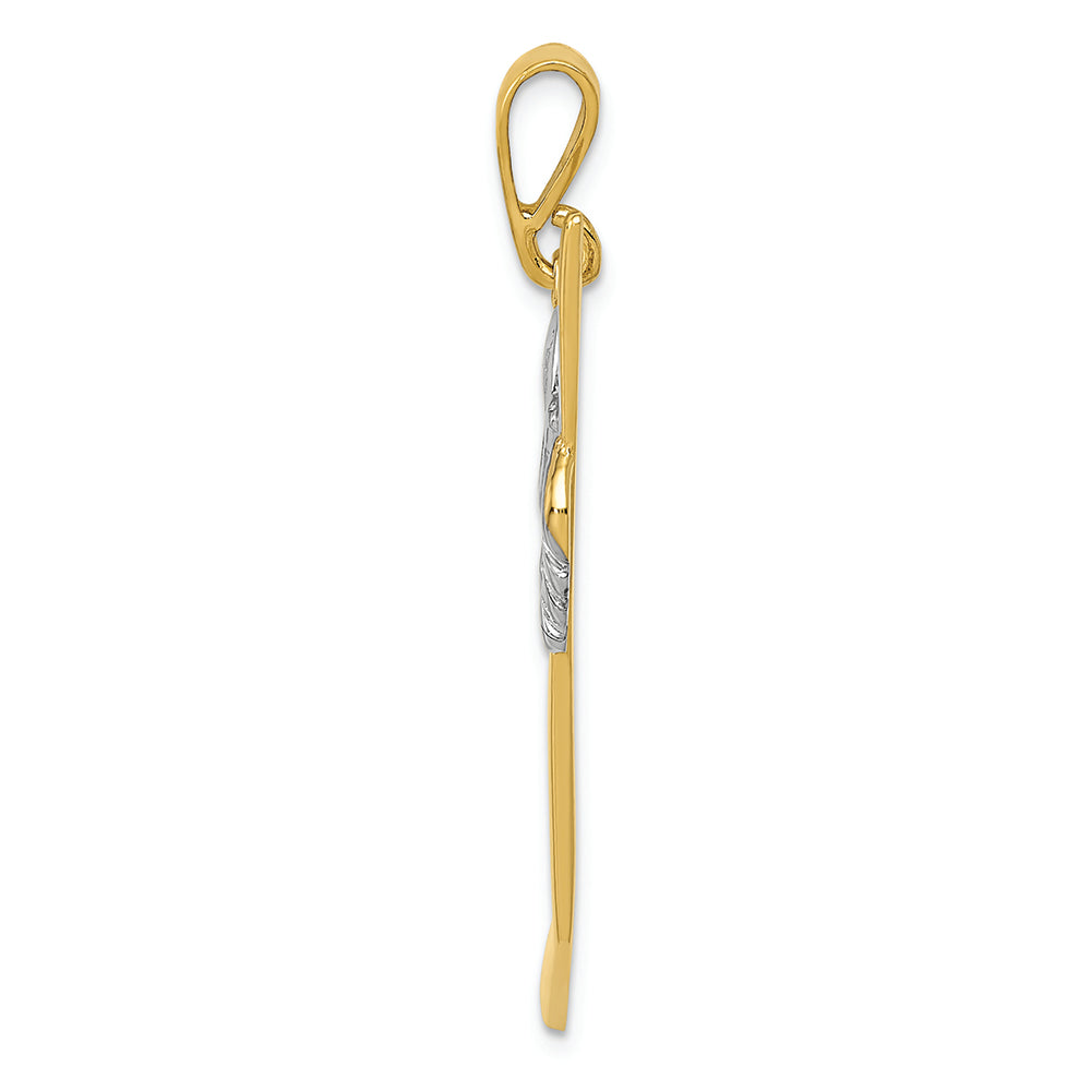 FJC Finejewelers 14k Yellow Gold with Rhodium Solid Polished Hockey Stick Charm