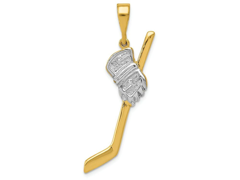 FJC Finejewelers 14k Yellow Gold with Rhodium Solid Polished Hockey Stick Charm