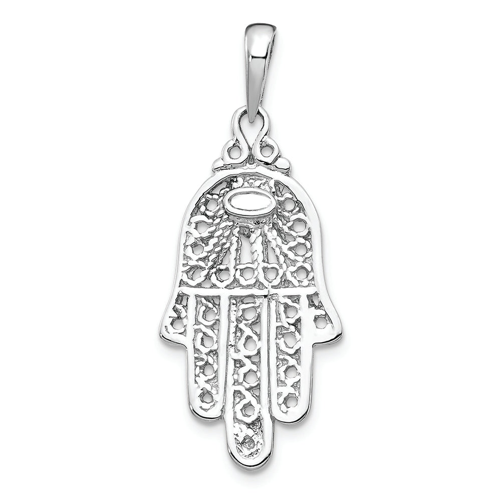 FJC Finejewelers 14k White Gold Turquoise Filigree Chamseh Charm