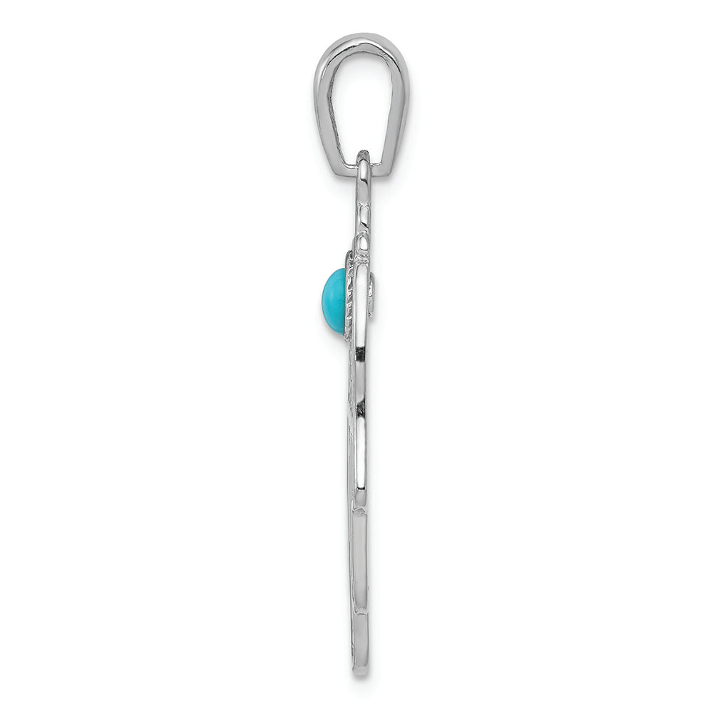 FJC Finejewelers 14k White Gold Turquoise Filigree Chamseh Charm