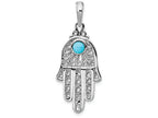 FJC Finejewelers 14k White Gold Turquoise Filigree Chamseh Charm