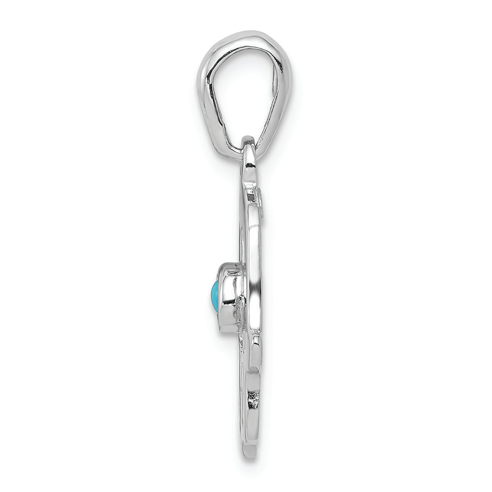 FJC Finejewelers 14k White Gold Turquoise Chamseh Charm