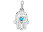 FJC Finejewelers 14k White Gold Turquoise Chamseh Charm