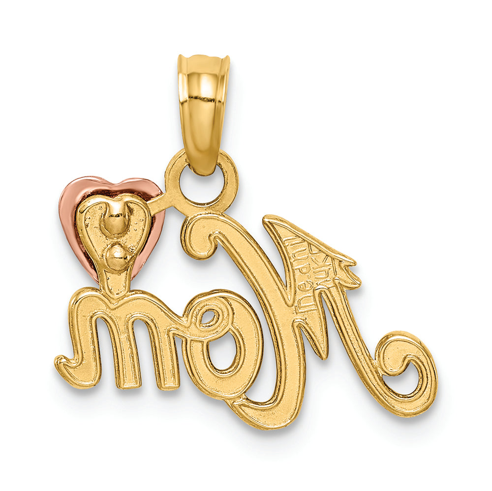FJC Finejewelers 14k Two-tone Gold Polished Mom with Heart Charm