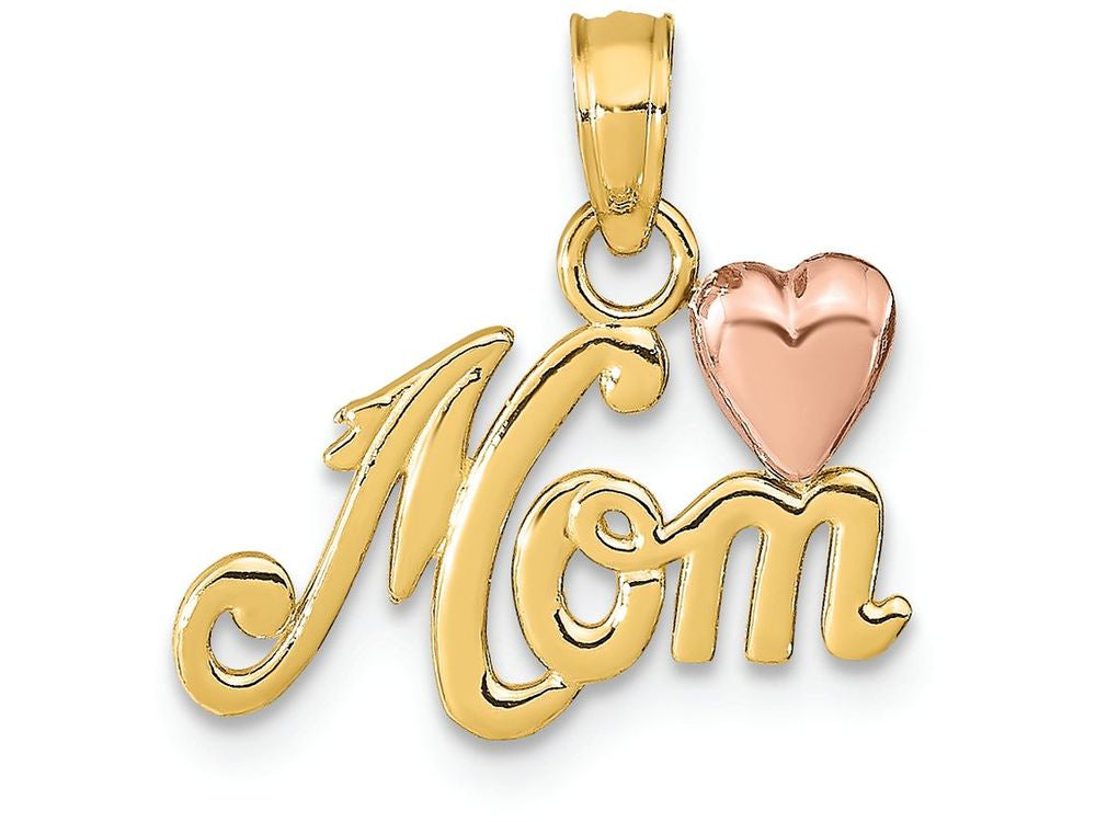 FJC Finejewelers 14k Two-tone Gold Polished Mom with Heart Charm