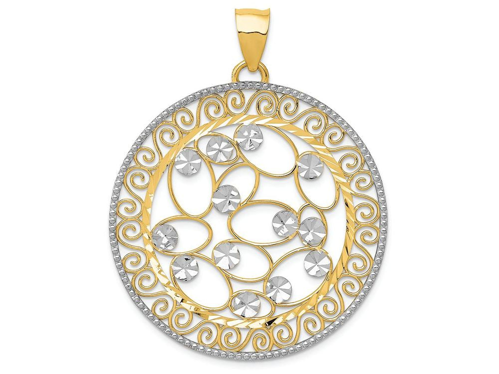 FJC Finejewelers 14k Yellow Gold with Rhodium Bright Cut Filigree Charm