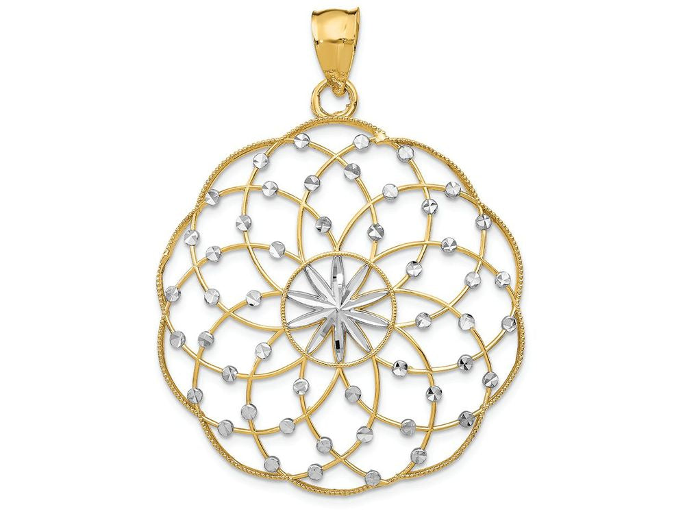 FJC Finejewelers 14k Yellow Gold with Rhodium Bright Cut Sphere Charm