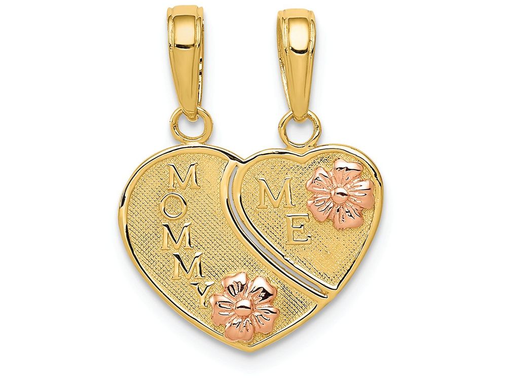 FJC Finejewelers 14k Two-tone Gold Mommyme Breakable Heart Charm