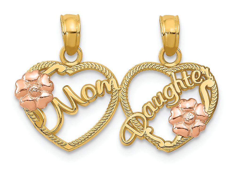 FJC Finejewelers 14k Two-tone Gold Mom - Daughter Breakable Hearts Charm