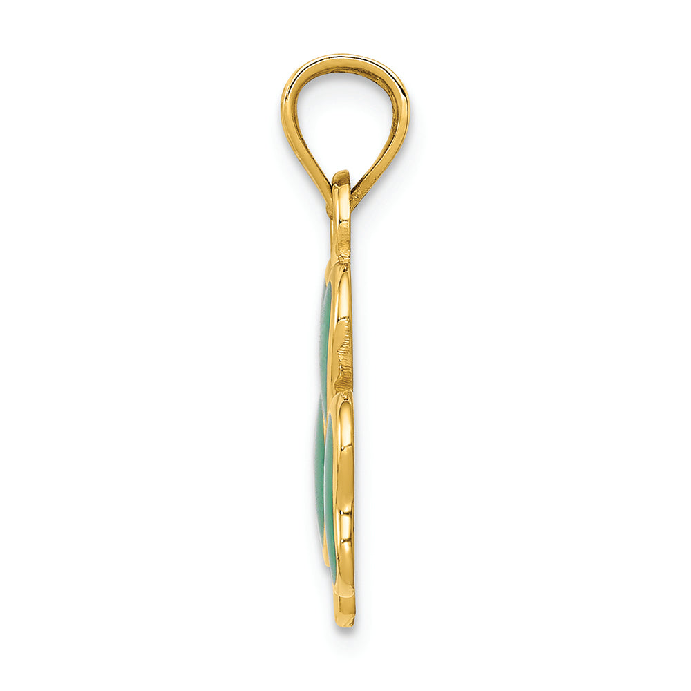 FJC Finejewelers 14k Yellow Gold Enameled 3 Leaf Clover Charm