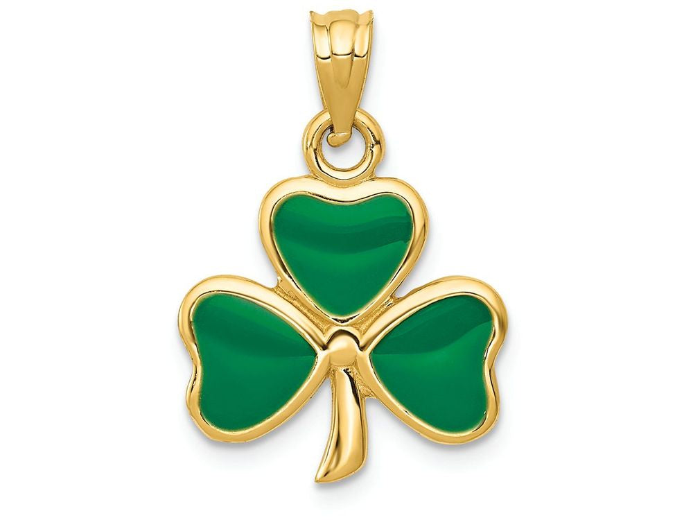 FJC Finejewelers 14k Yellow Gold Enameled 3 Leaf Clover Charm