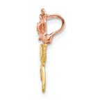 FJC Finejewelers 14k Two-tone Gold Mini Pink Rose Flower Chain Slide Charm