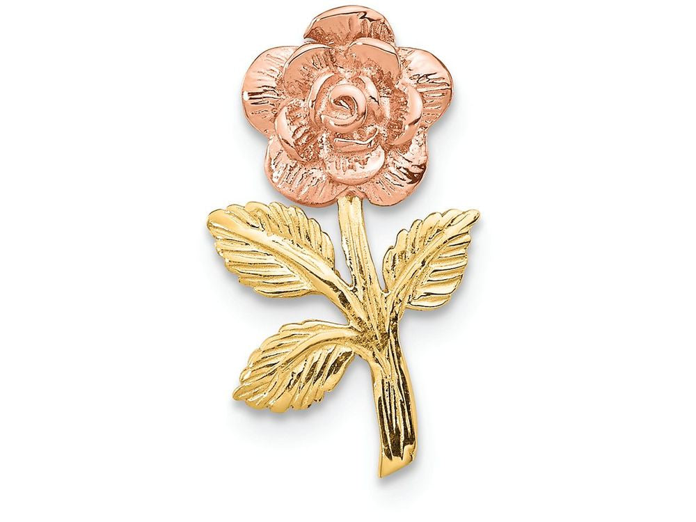 FJC Finejewelers 14k Two-tone Gold Mini Pink Rose Flower Chain Slide Charm