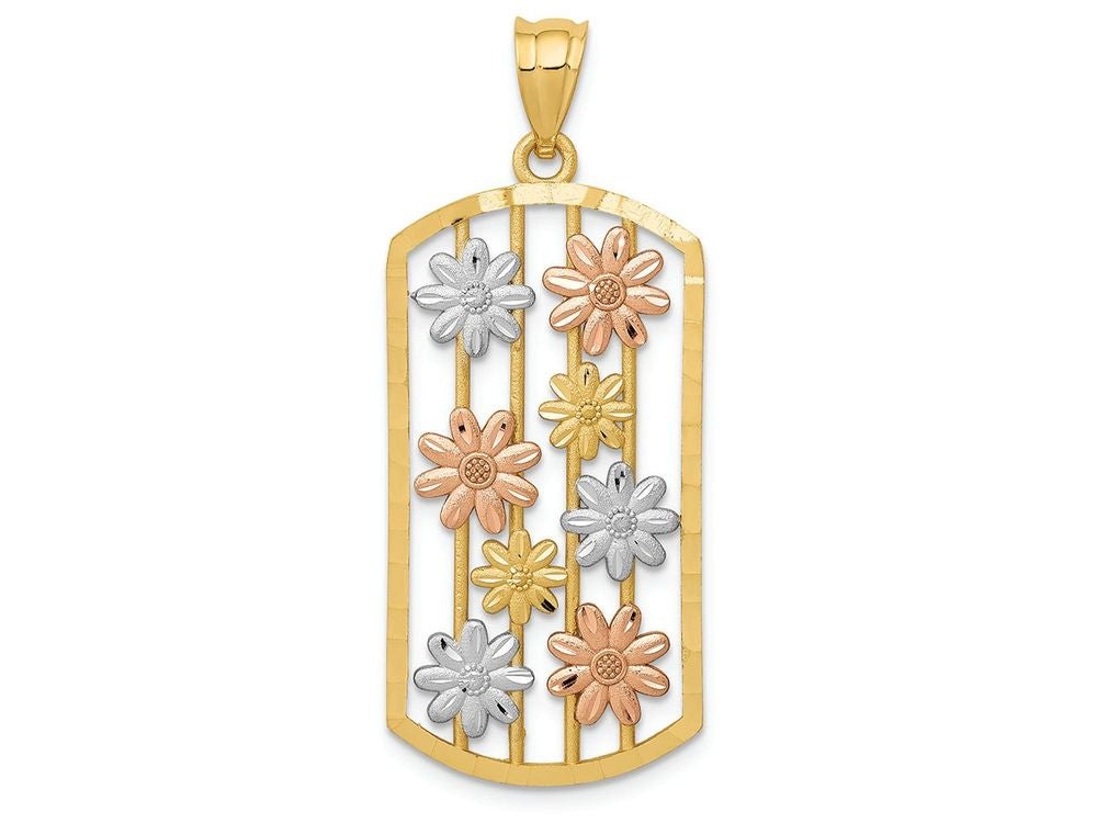 FJC Finejewelers 14k Yellow Rose Gold with with Rhodium Framed Daisy Charm