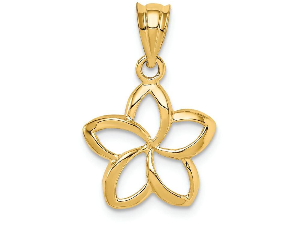 FJC Finejewelers 14k Yellow Gold Polished Small Cut-out Plumeria Charm