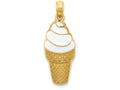 FJC Finejewelers 14k Yellow Gold Enameled Vanilla Ice Cream Cone Charm