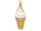 FJC Finejewelers 14k Yellow Gold Enameled Vanilla Ice Cream Cone Charm
