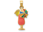 FJC Finejewelers 14k Yellow Gold Pink Enameled Tropical Drink Charm