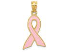 FJC Finejewelers 14k Yellow Gold Large Enameled Pink Awareness Ribbon Charm