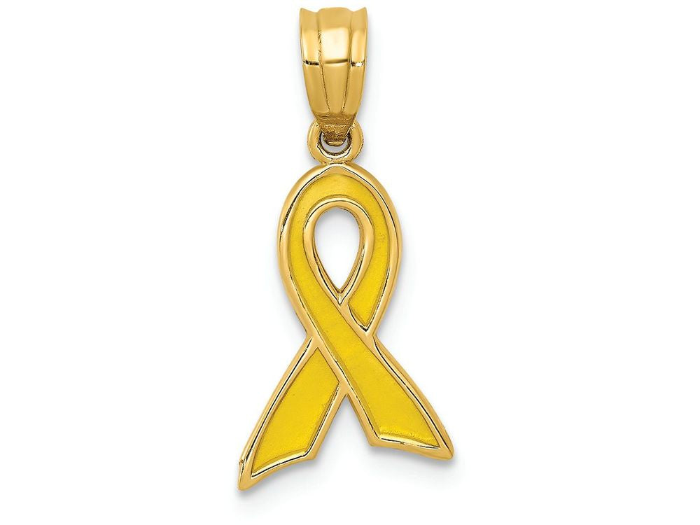 FJC Finejewelers 14k Yellow Gold Small Yellow Enameled Awareness Ribbon Charm