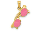 FJC Finejewelers 14k Yellow Gold 3d Pink Enameled Moveable Sunglasses Charm