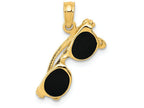 FJC Finejewelers 14k Yellow Gold 3d Black Enameled Moveable Sunglasses Charm