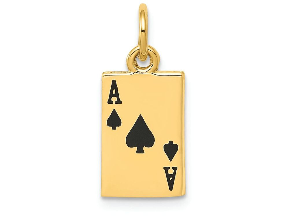 FJC Finejewelers 14k Yellow Gold Enameled Ace Of Spades Card Charm