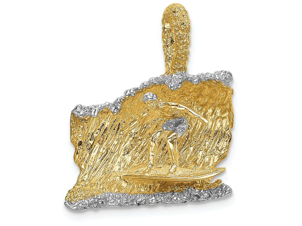 FJC Finejewelers 14k Yellow Gold with Rhodium 3d Surfer In Wave Charm
