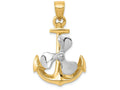 FJC Finejewelers 14k Two-tone Gold 3d Anchor with Moveable Propeller Charm