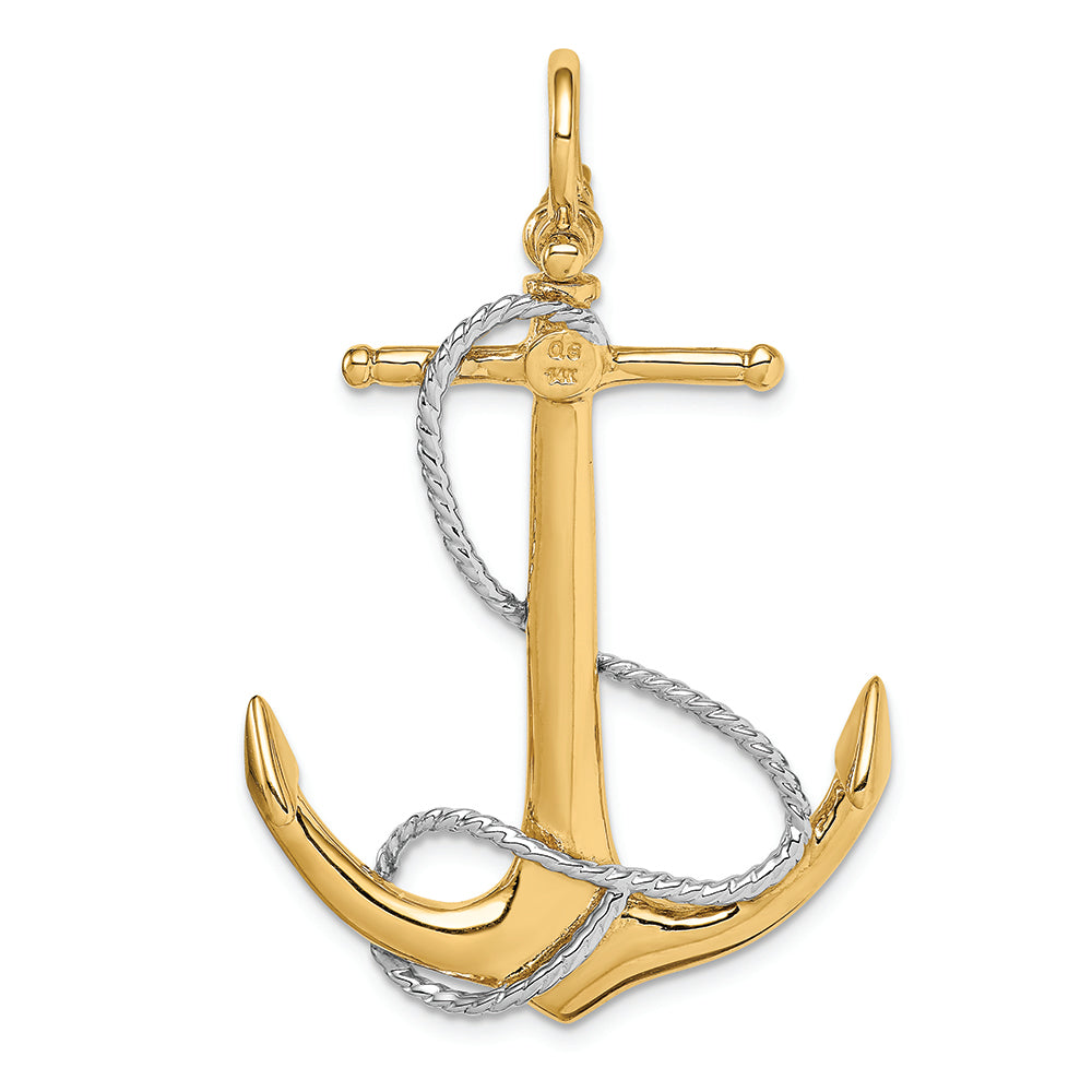 FJC Finejewelers 14k Two-tone Gold 3d Anchor with Entwined Rope Accent Charm