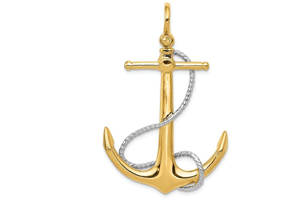 FJC Finejewelers 14k Two-tone Gold 3d Anchor with Entwined Rope Accent Charm