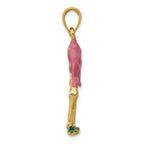 FJC Finejewelers 14k Yellow Gold Enameled 3d Pink Flamingo Charm
