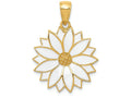 FJC Finejewelers 14k Yellow Gold Enameled White Daisy Flower Charm