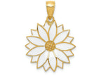 FJC Finejewelers 14k Yellow Gold Enameled White Daisy Flower Charm
