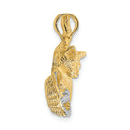 FJC Finejewelers 14k Yellow Gold with Rhodium Cat Playing with Yarn In Basket Charm