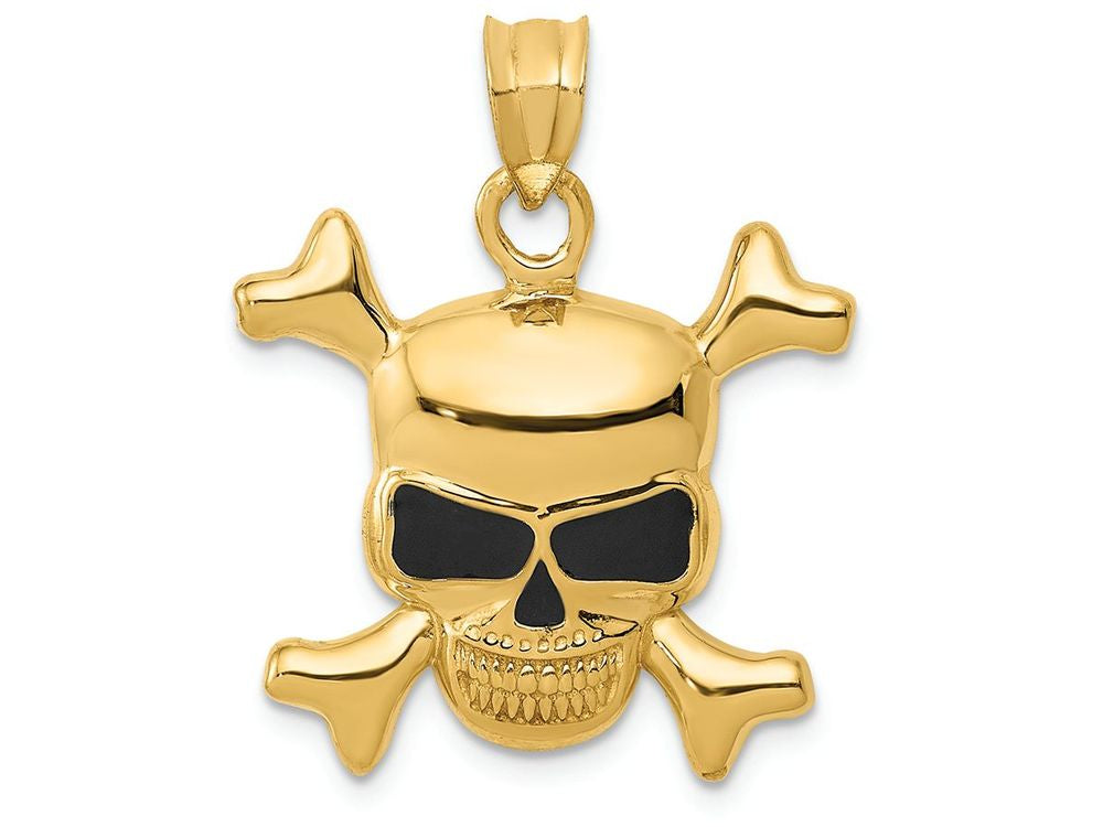 FJC Finejewelers 14k Yellow Gold Enameled Skull Charm