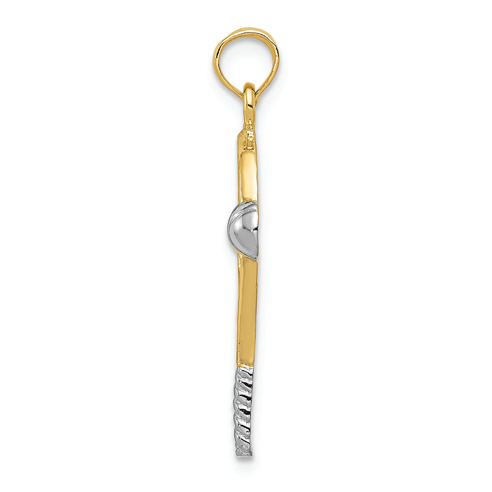 FJC Finejewelers 14k Yellow Gold with with Rhodium Polished Tennis Racquet Charm