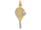 FJC Finejewelers 14k Yellow Gold with with Rhodium Polished Tennis Racquet Charm