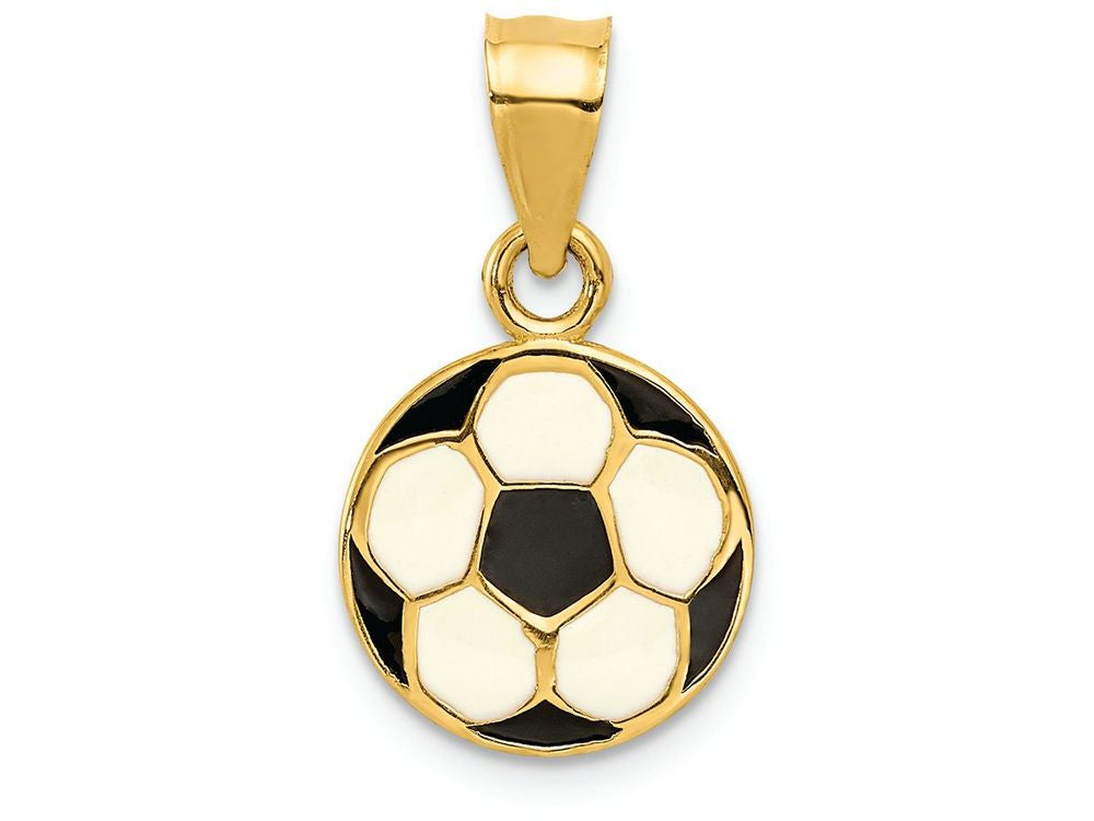 FJC Finejewelers 14k Yellow Gold Enameled Soccer Ball Charm