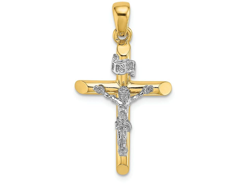 FJC Finejewelers 14k Two-tone Gold Inri Hollow Crucifix Charm
