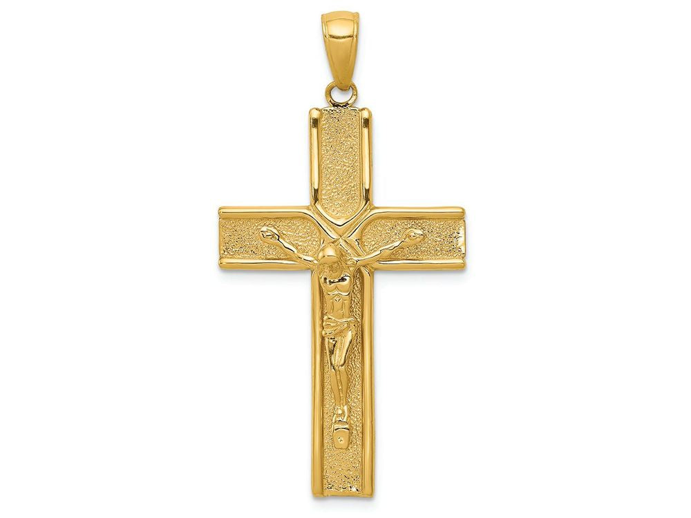 FJC Finejewelers 14k Yellow Gold Satin Finish Crucifix Charm