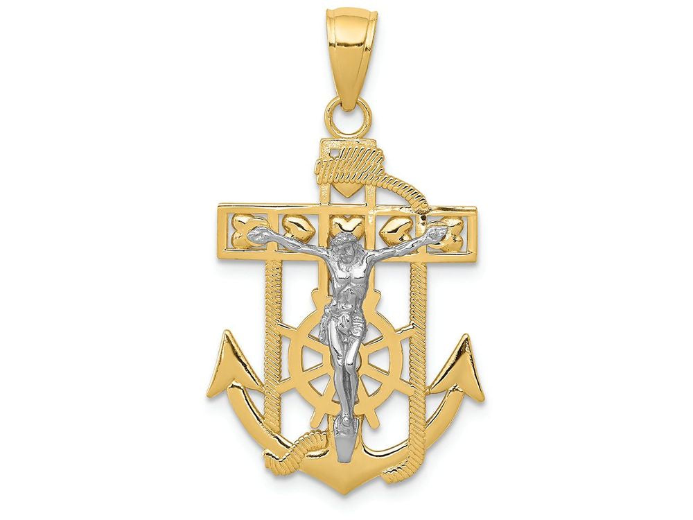 FJC Finejewelers 14k Two-tone Gold Mariner's Crucifix Charm