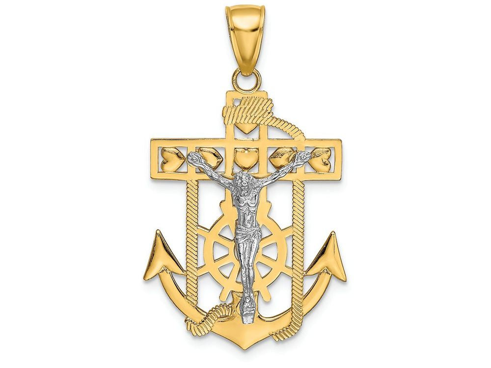 FJC Finejewelers 14k Two-tone Gold Mariner's Crucifix Charm