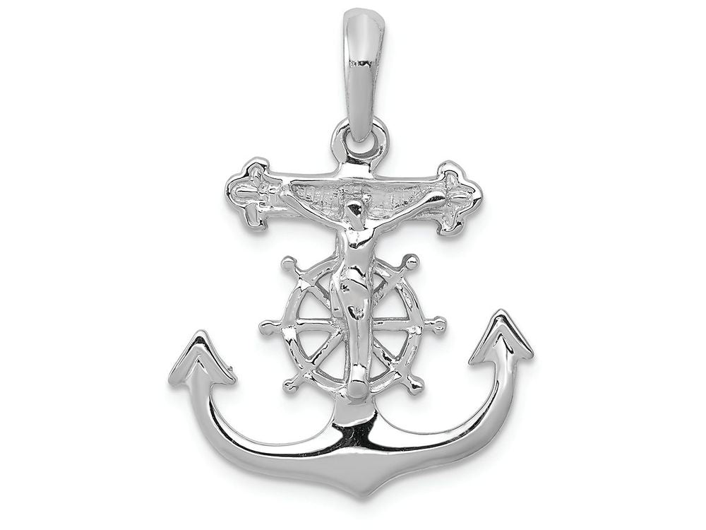 FJC Finejewelers 14k White Gold Mariner's Cross Charm