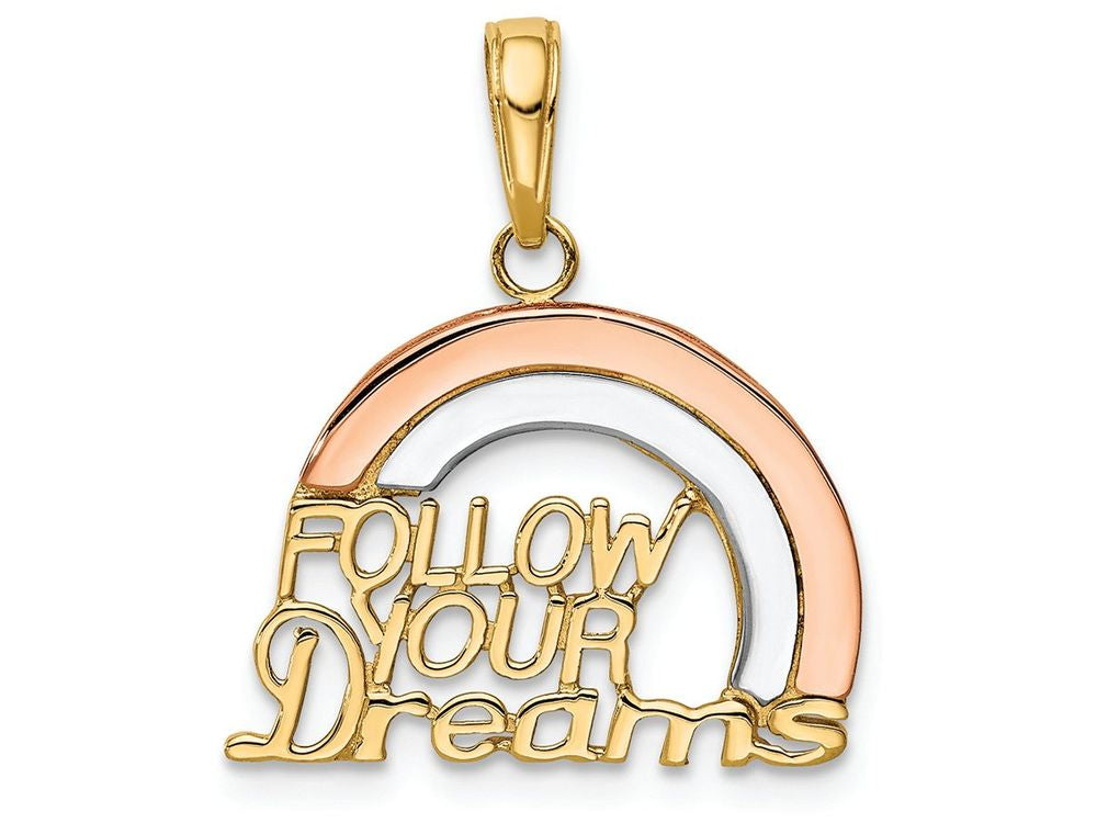 FJC Finejewelers 14k Yrose Gold with with Rhodium Follow Your Dreams Rainbow Charm