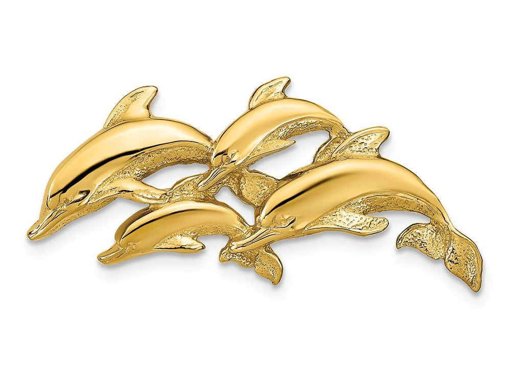 FJC Finejewelers 14k Yellow Gold 4 Dolphin Slide Charm
