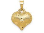 FJC Finejewelers 14k Yellow Gold Satin Bright Cut Puffed Heart Charm