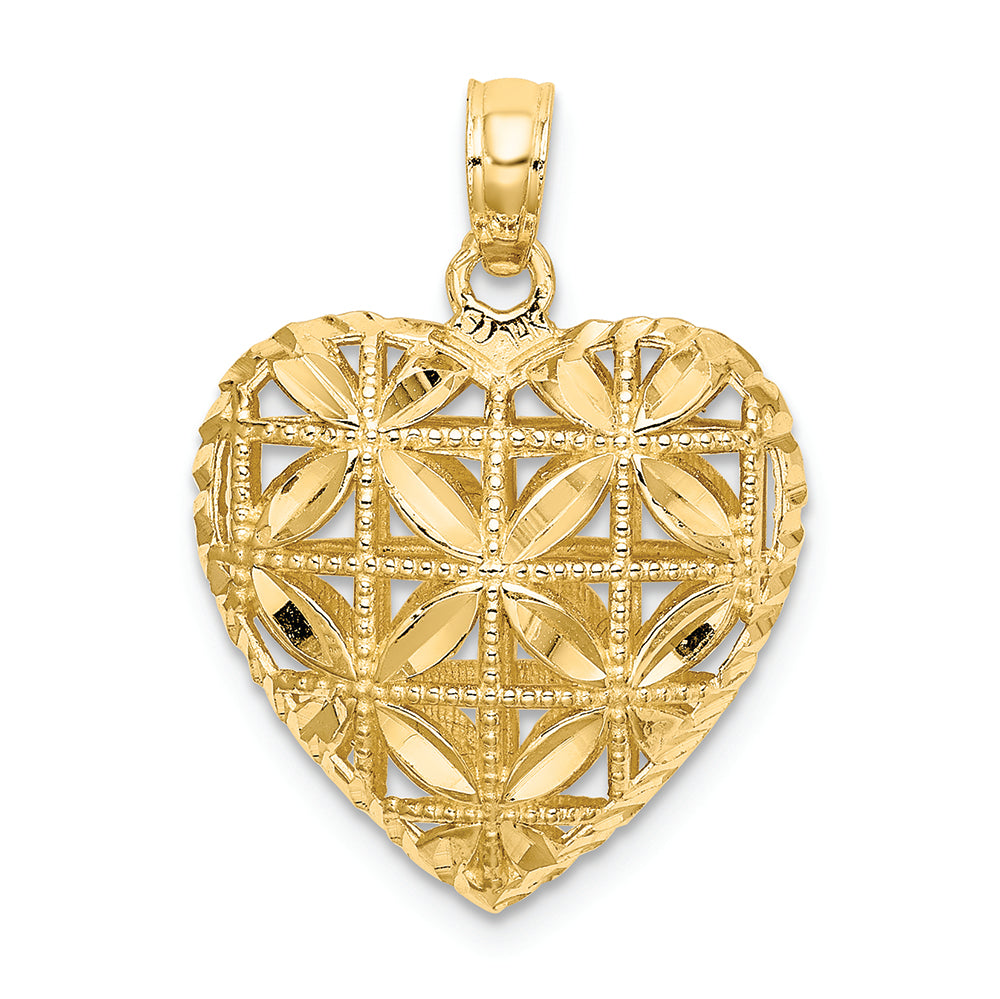 FJC Finejewelers 14k Yellow Gold Bright Cut Open Puffed Heart Charm