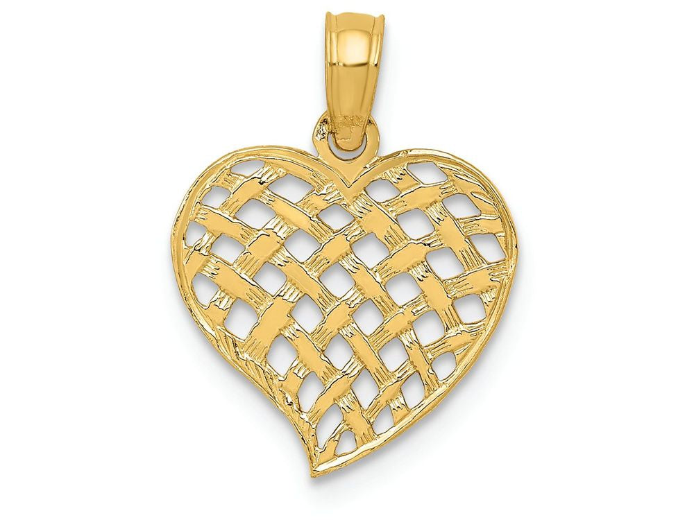 FJC Finejewelers 14k Yellow Gold Basket Weave Heart Charm