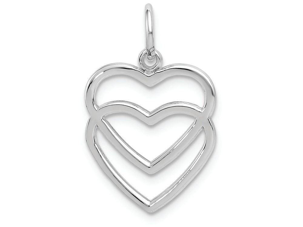 FJC Finejewelers 14k White Gold Double Heart Charm